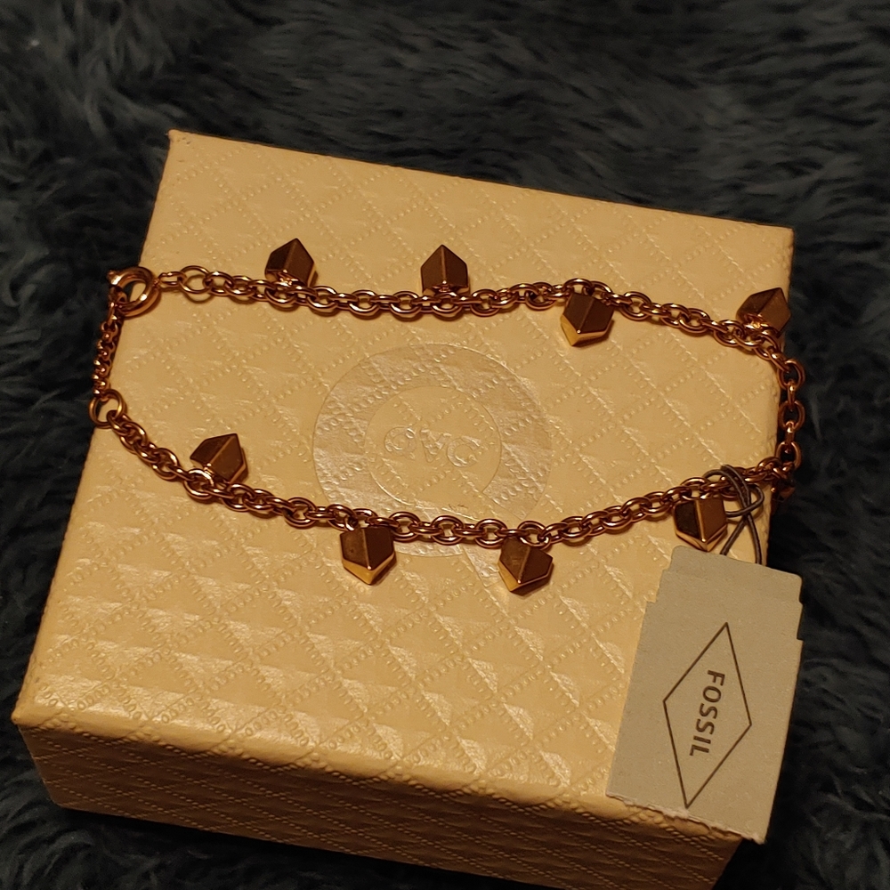 Fossil Shaky Chevron Rose Gold Tone Bracelet